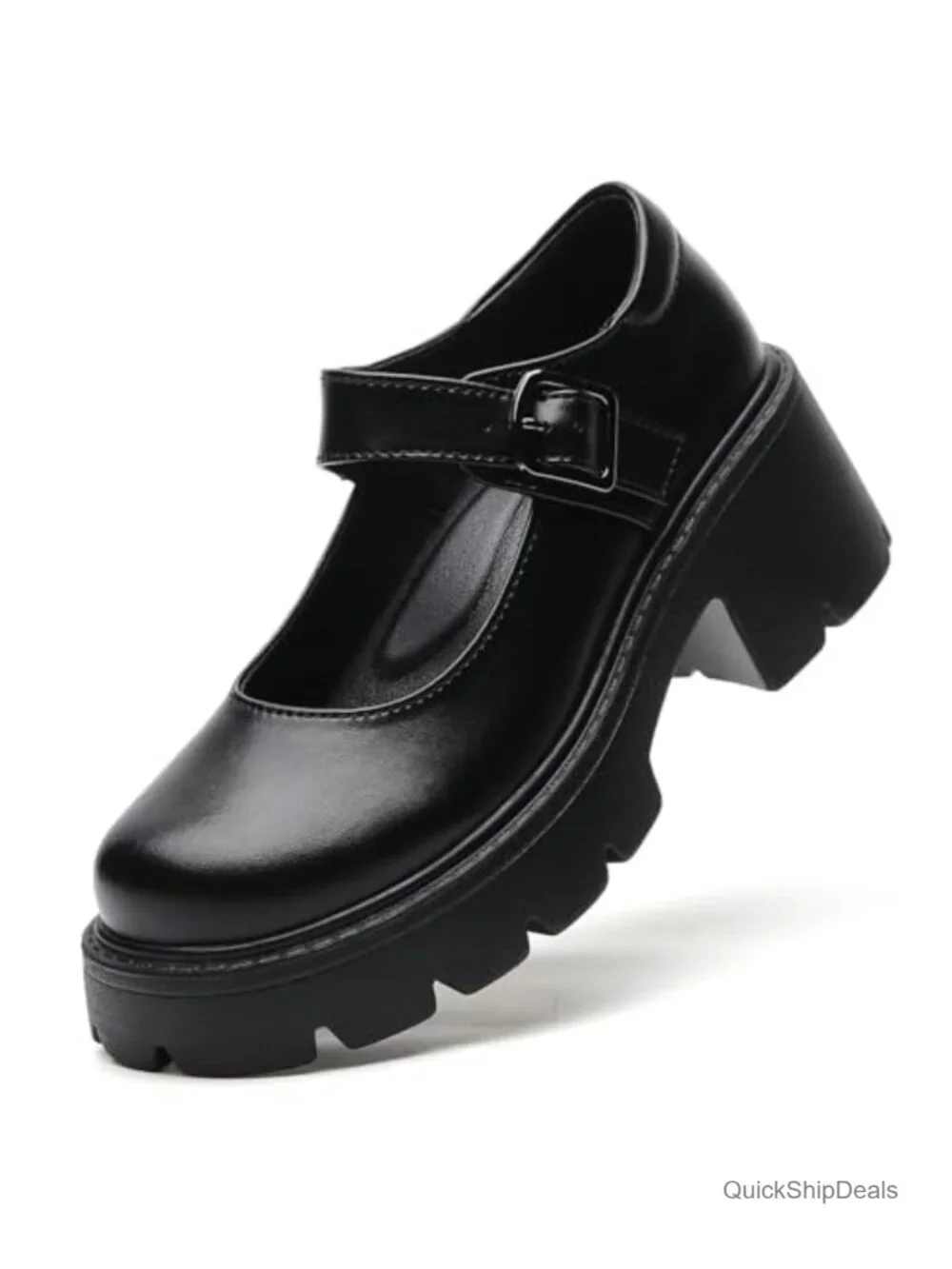 Platform Mary Jane Shoes Women Chunky Heels Round Toe Adjustable Buckle Strap